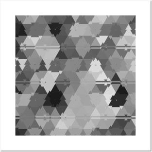 Gray Camo Tribal Print Mosaic Posters and Art